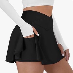 Tennis Skirt for Women with Pockets Shorts Crossover High Waisted Athletic Golf